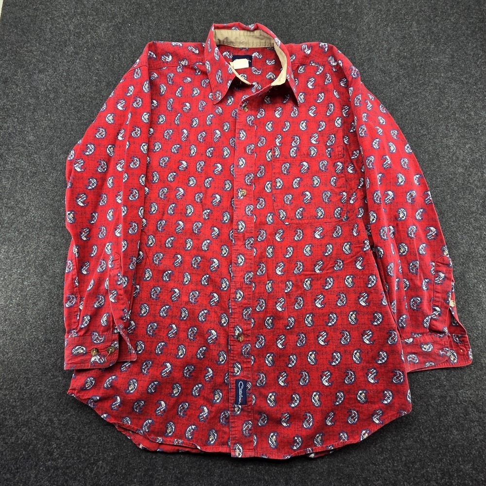 Vintage Catalina Shirt Mens M Red Blue Button Down 90 paisley print
